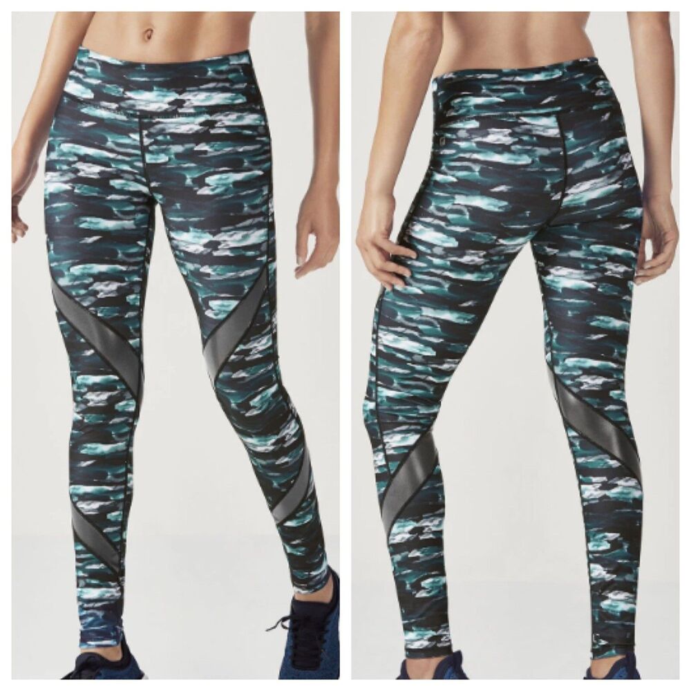 FABLETICS Leggings Size XS Mid Rise Powerhold Full Length Tight Yoga Green Black